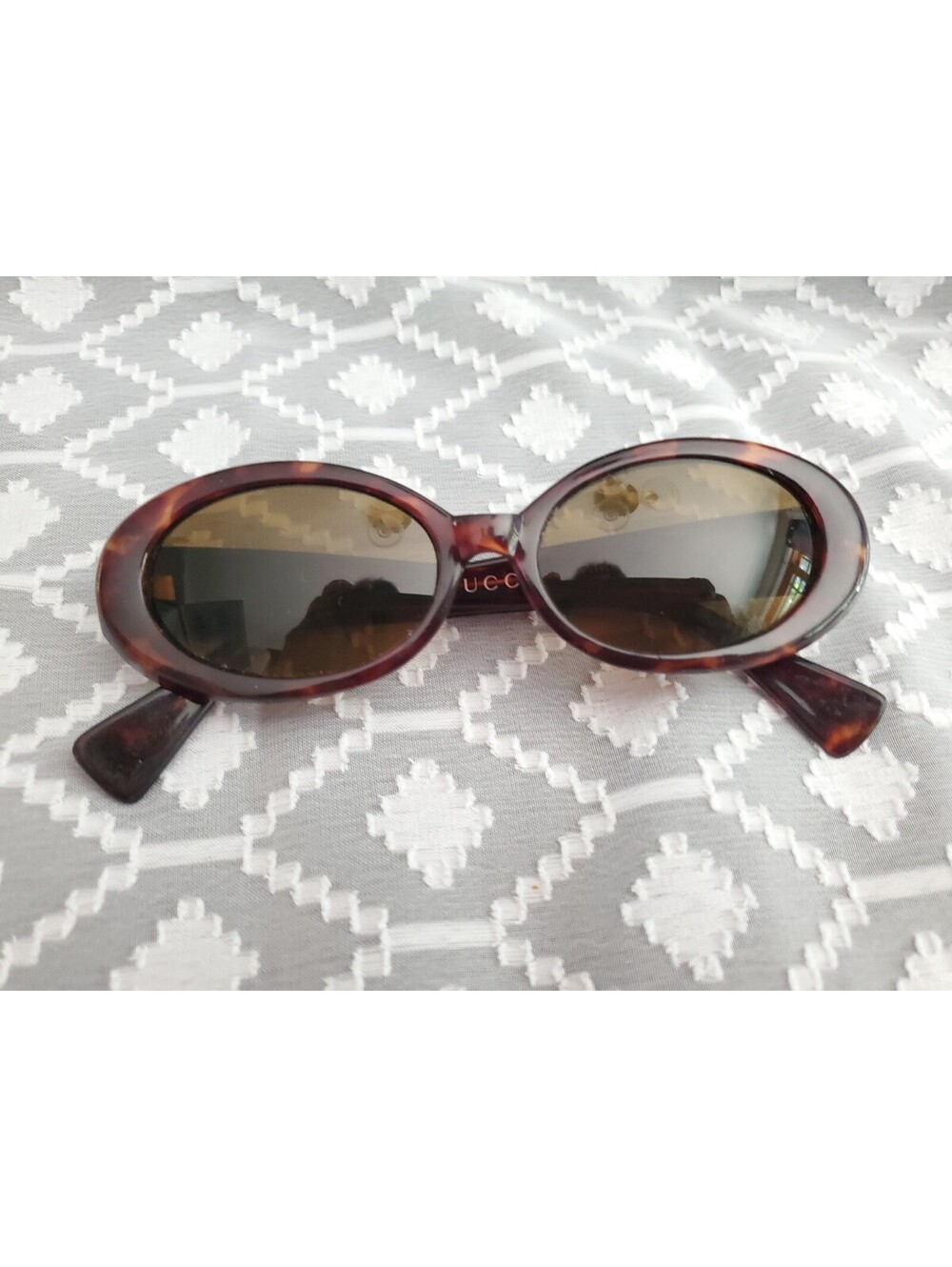 Vtg Gucci Tortoiseshell Oval Sunglasses